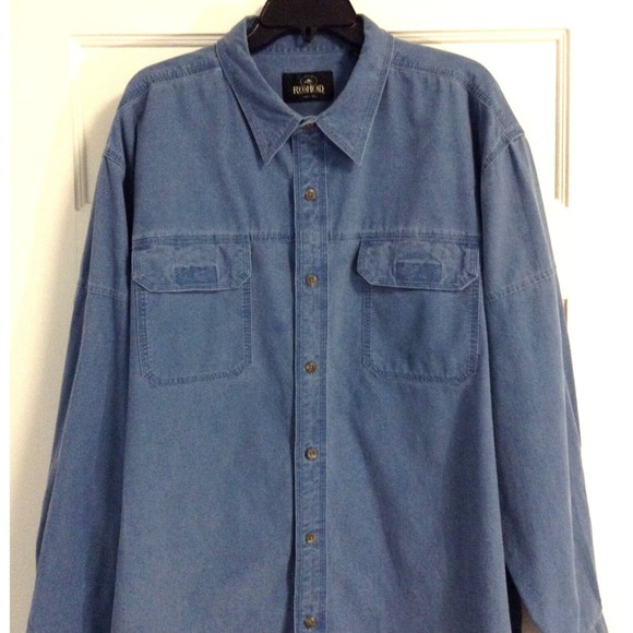 VTG Redhead Denim Shirt Mens 2XL Blue Shacket Button-up Long Sleeve Workwear - Picture 3 of 11